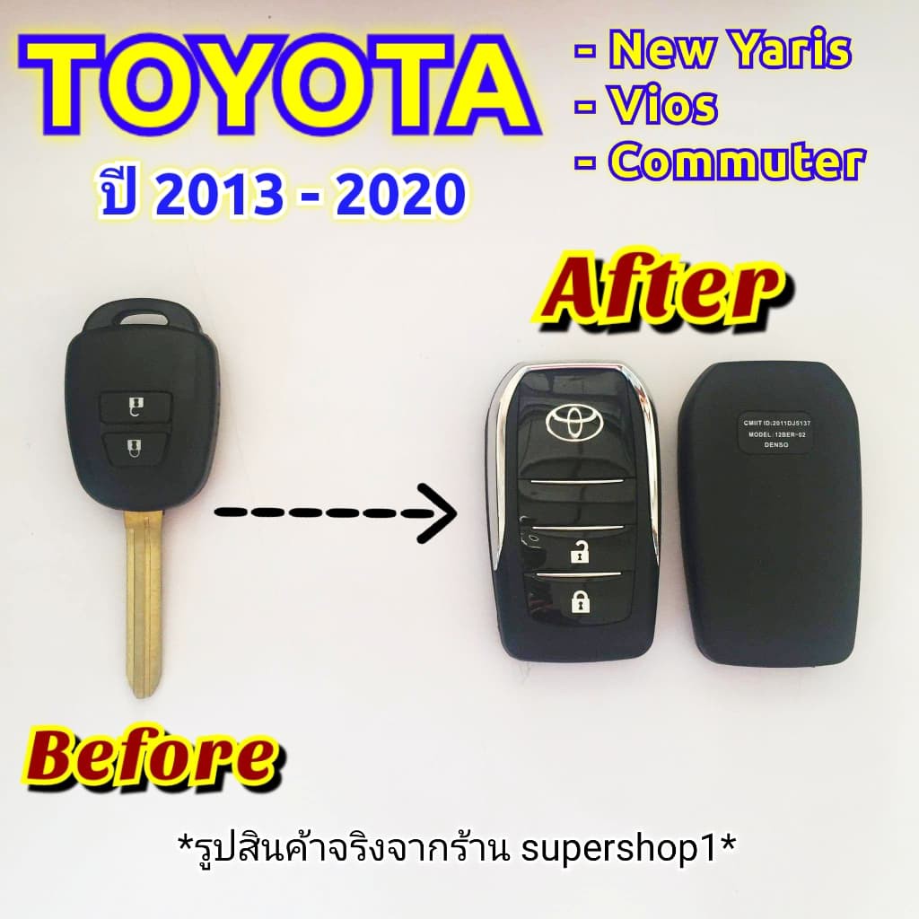 ภาพหน้าปกสินค้ากรอบกุญแจรีโมทพับโตโยต้าToyota NewYaris , Vios ,Commuterแบบ 2 ปุ่ม เฉพาะปี 13-20 รุ่นใหม่ล่าสุดT1