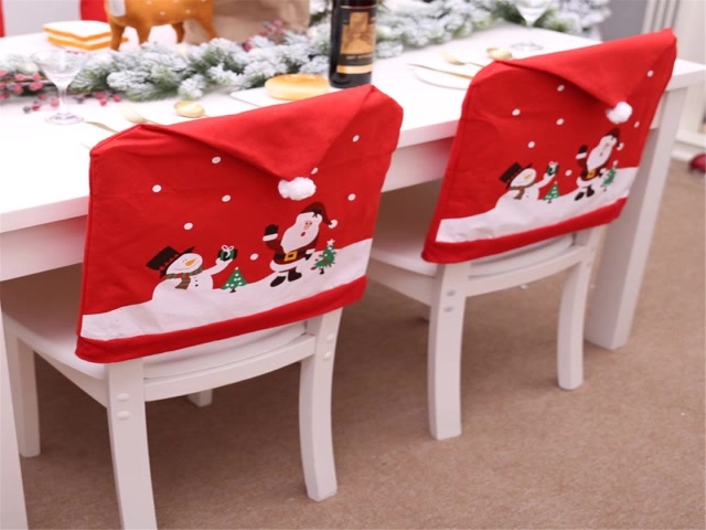 ผ้าคลุมเก้าอี้-ลายการ์ตูนคริสต์มาส-ใช้ซ้ําได้-ล้างทําความสะอาดได้-สําหรับตกแต่งงานเลี้ยง