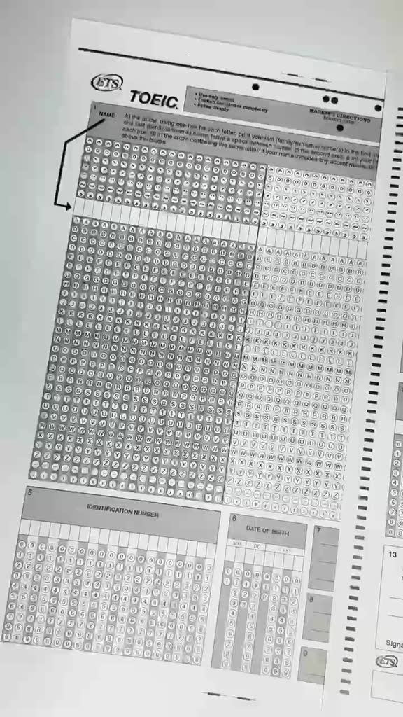 กระดาษฝนคำตอบโทอิคแบบที่ใช้สอบจริง TOEIC Answer Sheet (OFFICIAL ...