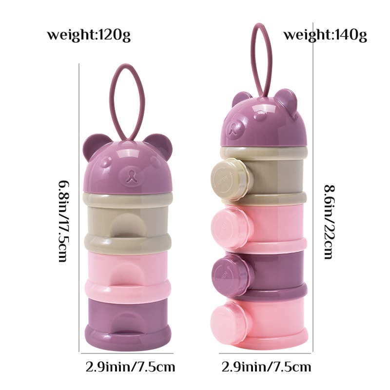 พร้อมส่ง-ที่ใส่นมผงแบบพกพา-3-4-ชั้น-ทำความสะอาดง่าย-มีที่เปิดข้างสะดวกสบาย