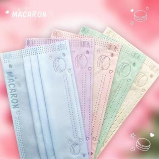 พร้อมส่ง หน้ากากอนามัย ลายการ์ตูน สีมาการอง สําหรับผู้ใหญ่ 50 ชิ้น AY003TH