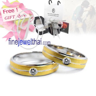 Finejewelthai-แหวนคู่-แหวนเงิน-เงินแท้ 925-แหวนหมั้น-แหวนเพชร-แหวนแต่งงาน-Diamond Ring-Diamond_Gift_set12