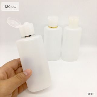 เช็ครีวิวสินค้าขวดสบู่ ขวดแชมพู 120 ml ใสขุ่น ทรงแบน