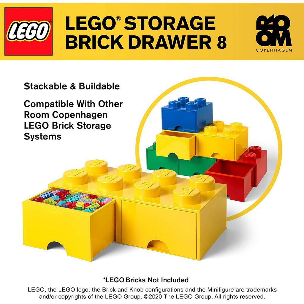 กล่องเลโก้-มีลิ้นชัก-กล่องใส่เลโก้-lego-brick-drawer-8-knob-สีเหลือง-yellow-50x25x18-cm-ของแท้