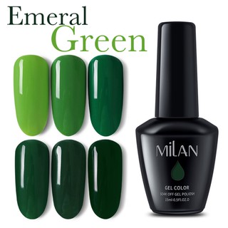 สีทาเล็บเจล Milan สีเขียวมรกต Emerald green  ขนาด 15 ml สีทาเล็บเจล  ได้รับมาตราฐาน SGS/MSDS  + เก็บปลายทาง