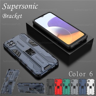 เคสโทรศัพท์กันกระแทกซิลิโคนCase for Samsung Galaxy A22 4G A22 5G Phone Case Hard Armor Shockproof Casing Soft Back Stand Holder Bracket Cover Supersonic phone case