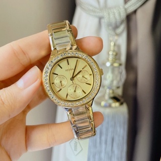 (ผ่อน0%) นาฬิกา FOSSIL Weslee Multifunction Stainless Steel Watch BQ3705 สแตนเลสสีทอง ขนาด 35 mm.