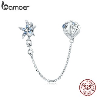Bamoer Marine Series Charm Sterling Silver 925 Seashells and Starfish Design Bead For Bracelet Necklace DIY Fashion Accessories SCC1478