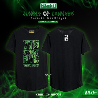 เสื้อยืดโอเวอร์ไซส์เสื้อยืดแขนสั้น 7th Street  รุ่น Jungle Of Cannabis Long Swag T-Shirt ของแท้100%S-3XL