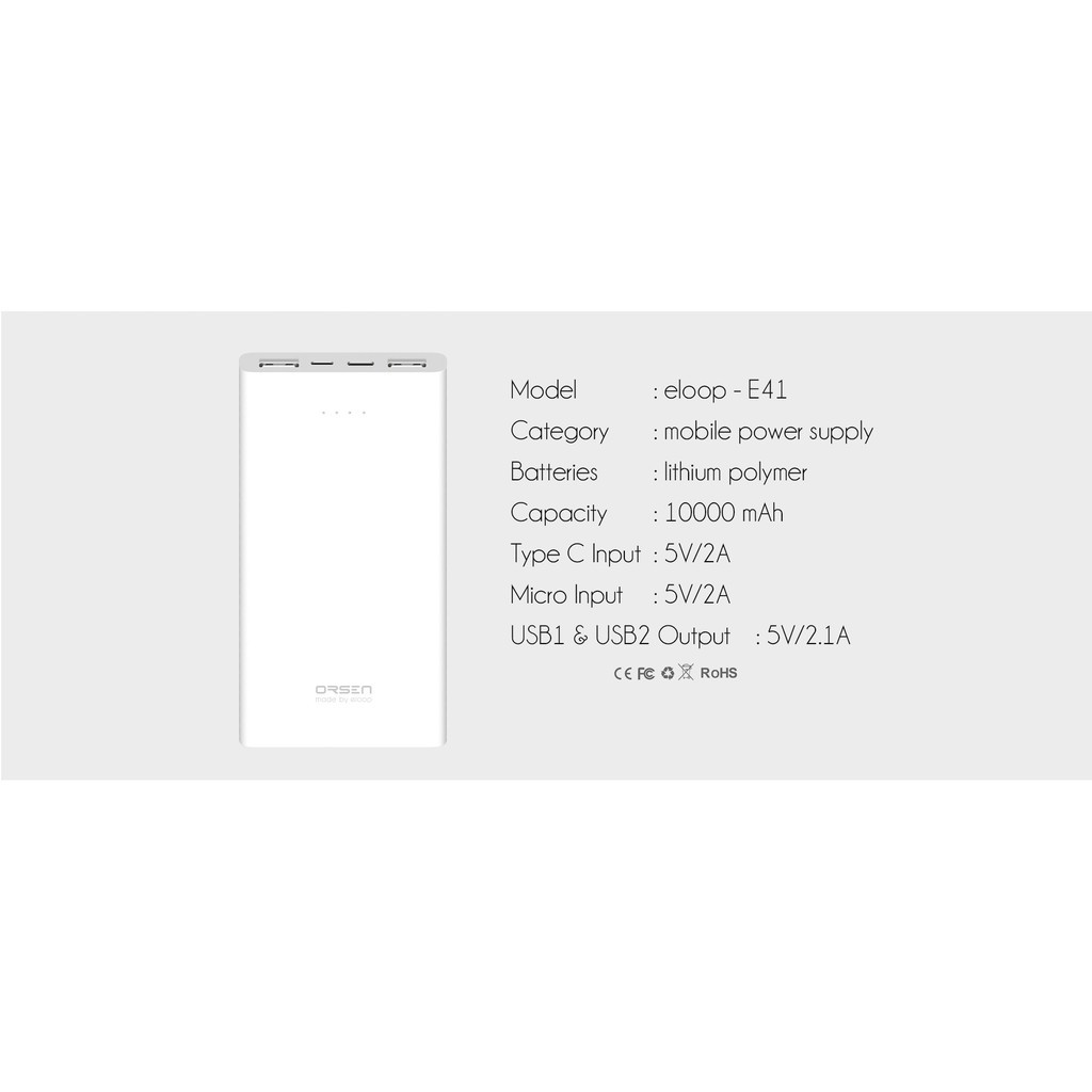 Eloop E41 แบตสำรอง 10000mAh Power Bank ของแท้ 100% พาวเวอร์แบงค์ ...