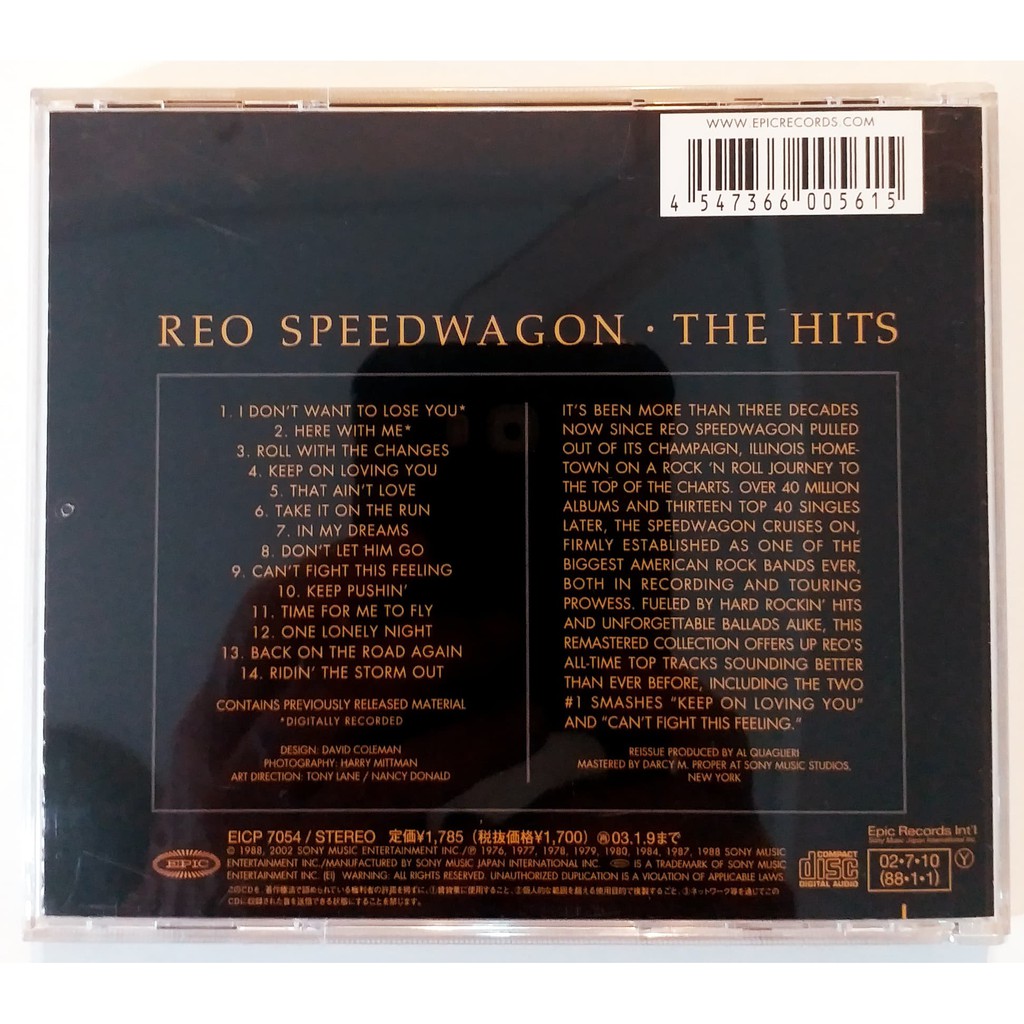 cd-reo-speedwagon-the-hits-japan-ปกแผ่นสภาพดีมาก-แผ่นจากญี่ปุน