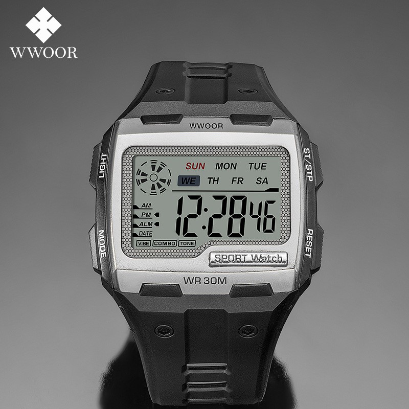 ภาพหน้าปกสินค้าWWOOR ผู้ชายนาฬิกาดิจิตอลแฟชั่นโครโนกราฟกันน้ำนาฬิกาแบรนด์ระดับไฮเอนด์ -601