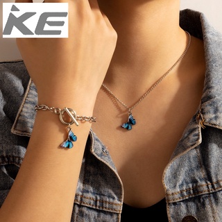 Jewelry Blue Butterfly Bracelet Necklace Set Animal Geometric Jewelry Set for girls for women