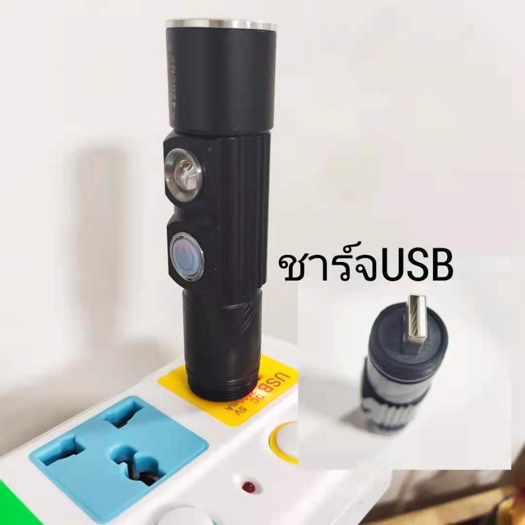 aliba-รุ่นไฟฉายusb-zoomx4เท่า-ไฟฉายแรงสูง-ซูม-4-เท่า-ปรับโหมดได้-5แบบ-ไฟแฟลช์-ราคาถูก-ไฟฉาย