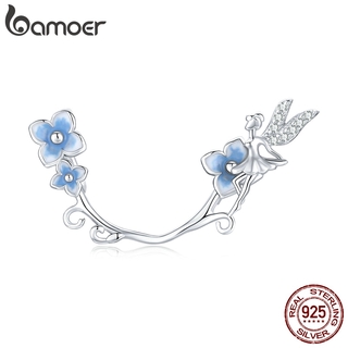 bamoer Hydrangeas Hot Sale 925 Sterling Silver Blue Flower Fairy Hope Pendant Charms Fit Original Bracelet Jewelry Making BSC391