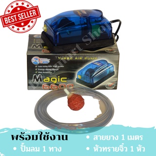 ปั้มลม ปั้มออกซิเจน 1 ทาง Magic 6600 แถมฟรีสายยาง1เมตรและหัวทรายจิ๋ว1หัว พร้อมใช้งาน