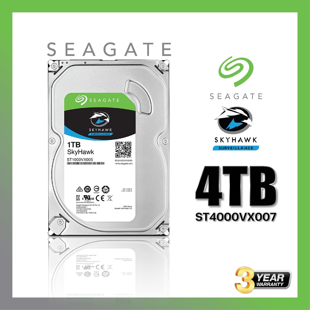 SEAGATE รุ่น ST4000VX007 Harddisk HDD (ฮาร์ดดิสก์) Seagate Skyhawk 4TB ...