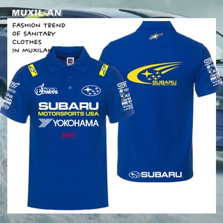 ภาพขนาดย่อของสินค้าเสื้อโปโลแขนสั้น แบบแห้งเร็ว ลายทีมแข่งรถ Subaru Rally F1 สไตล์อเมริกัน