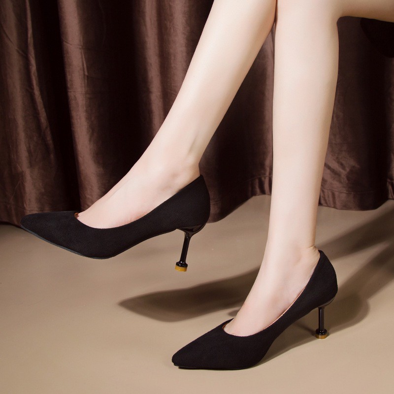 ภาพสินค้ารองเท้าส้นสูงกำมะหยี่ สีสันสวยงาม TP156 จากร้าน korea_style01 บน Shopee ภาพที่ 4