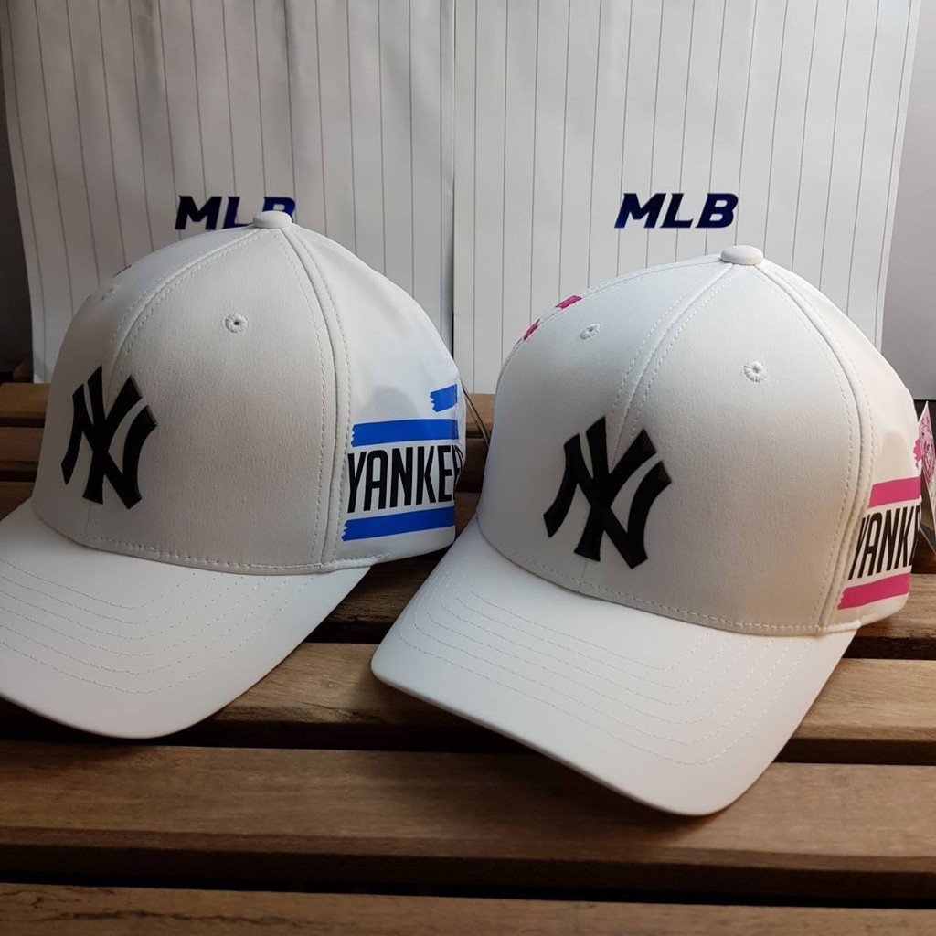 ของแท้-นำเข้าจากเกาหลี-หมวก-new-york-หมวก-ny-mlb-yankees-รหัส-32cpkx811-ขาว-yankees-แถบฟ้า