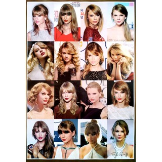 โปสเตอร์ ทรงผมผู้หญิง Womens Taylor Swift Hairstyles Poster 24”x35” Inch Fashion Barber Beauty Salon Hairdresser