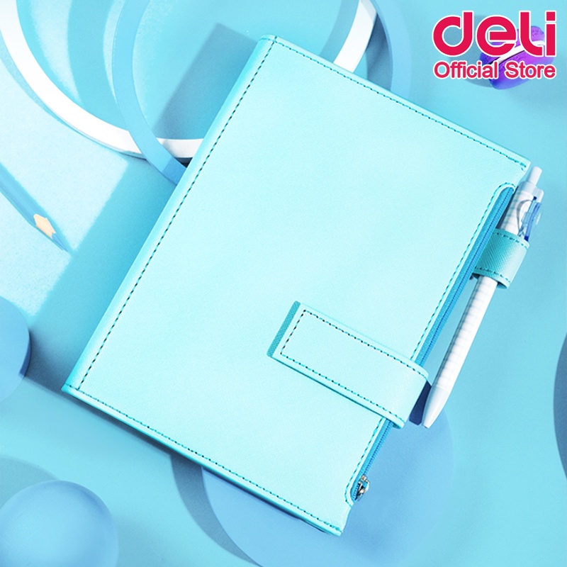 deli-22220-notebook-96-page-สมุดมีเส้นปกหนัง-มีช่องใส่ของด้านหน้า-สมุด-สมุดโน้ต-สมุดบันทึก-สมุดบันทึกลายแฟนซี-สมุดเขียน