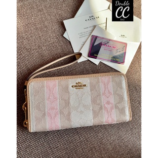 (แท้ 💯%‼ Factory) CO ACH LONG WALLET STRIPE JACQUARD (C8313)