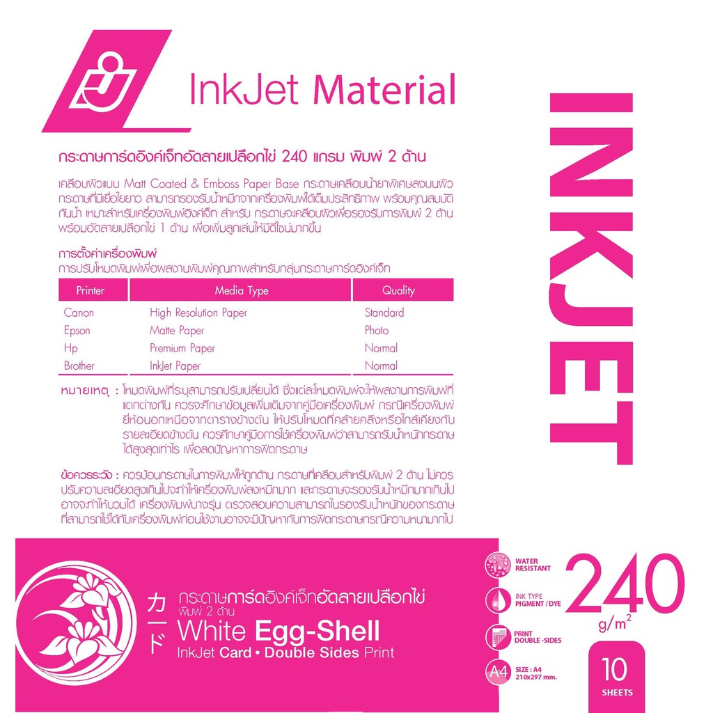 IJ SIAM Inkjet Card White Egg-Shell กระดาษการ์ดอัดลายเปลือกไข่ 240 แกรม ...