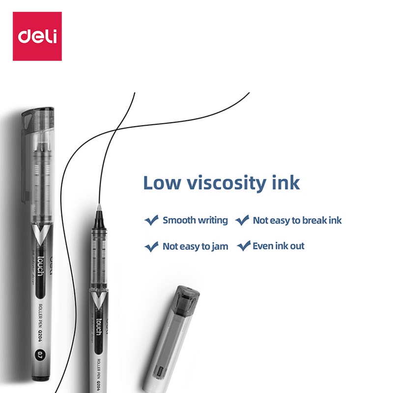 deli-ปากกาเจล-1-แท่ง-ขนาดเส้น-0-5mm-0-7mm-ลูกกลิ้ง-ปากกาหมึกน้ำ-หมึกสีดำ-สีฟ้า-หมึกเจลคุณภาพดี-roller-pen
