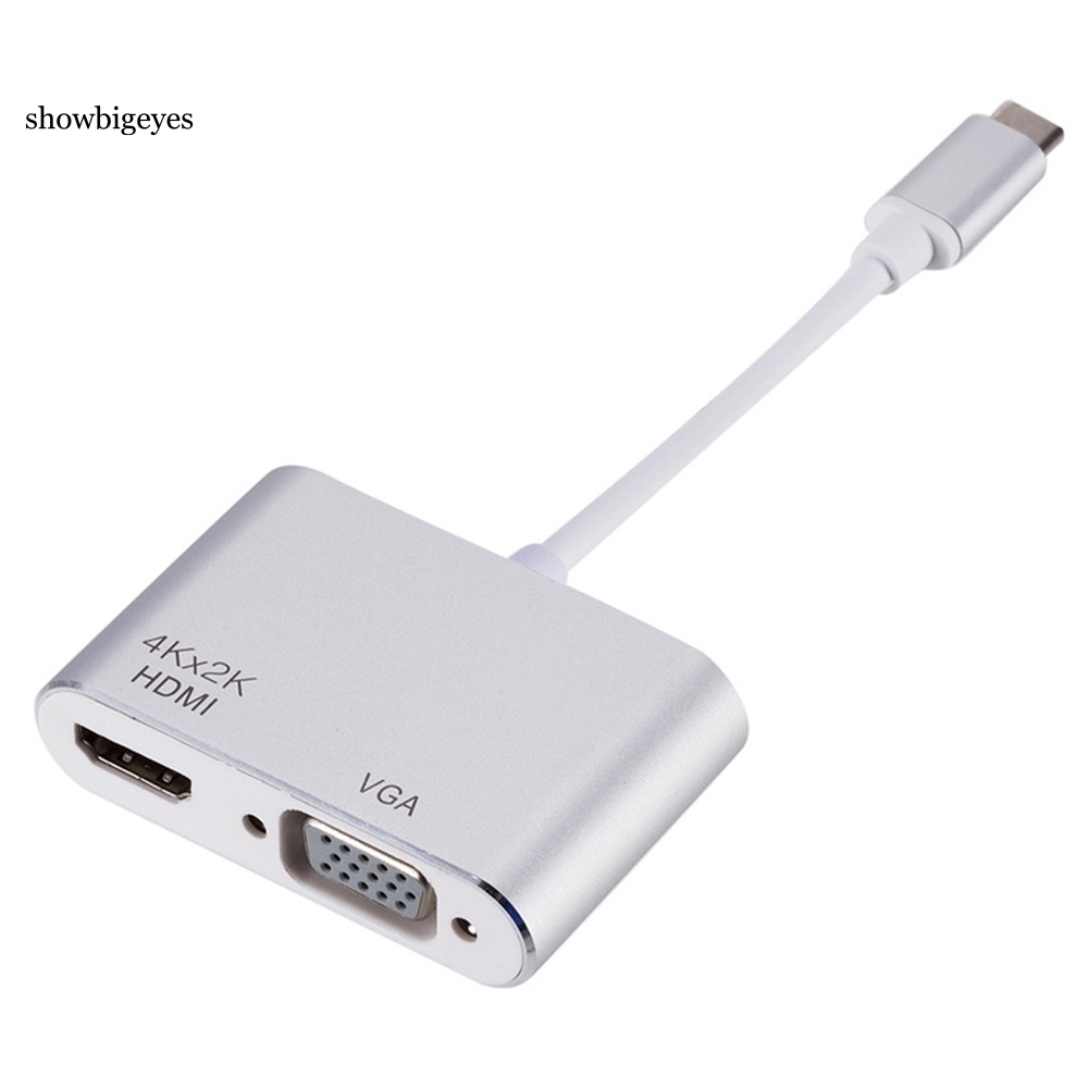 SGES Universal USB 3.1 Type C to VGA 4K Converter Cable Adapter Cord Port HUB