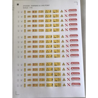 สติ๊กเกอร์แป๊ะรถบังคับก่อสร้าง WARNING LOAD POINT STICKER 1-16