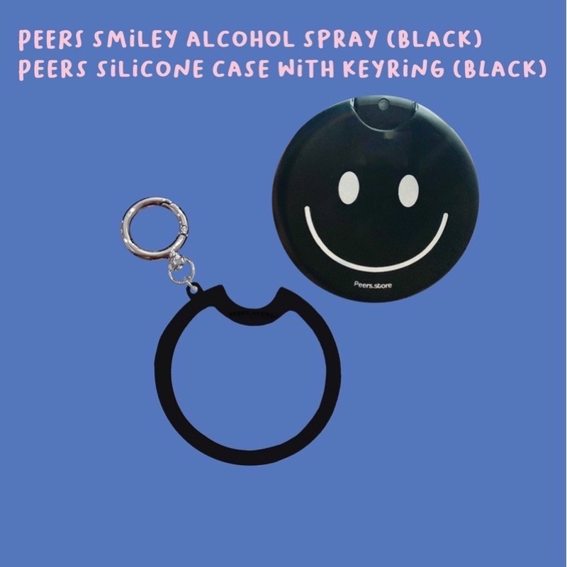ภาพหน้าปกสินค้าสเปรย์แอลกอฮอล์หน้ายิ้ม(ดำ)+ เคสซิลิโคนพร้อมพวงกุญแจ (PEERS SMILEY SPRAY + SILICONE CASE WITH KEYRING) จากร้าน peersstore. บน Shopee