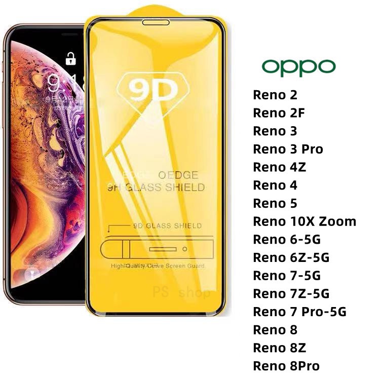 ภาพหน้าปกสินค้าฟิล์ม ฟิล์มกระจกโทรศัพท์มือถือสำหรับรุ่นOPPO Renoแบบเต็มจอ9D FULLทุกรุ่น Reno2 Reno2F Reno5 Reno6 Reno8 Reno10X จากร้าน ps3601 บน Shopee