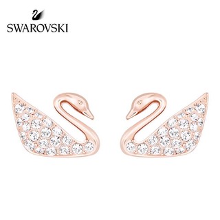 SALE แท้100% ต่างหู Swarovski Iconic Swan Pierced Earrings จาก Swan Collection แต่งด้วยคริสตัลสีขาว ตัวเรือน Rose Gold