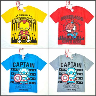 เสื้อยืดเด็ก Marvel ไอร่อนแมน Ironman, กัปตันอเมริกาCaptain America, สไปเดอร์แมน Spiderman จาก Marvel