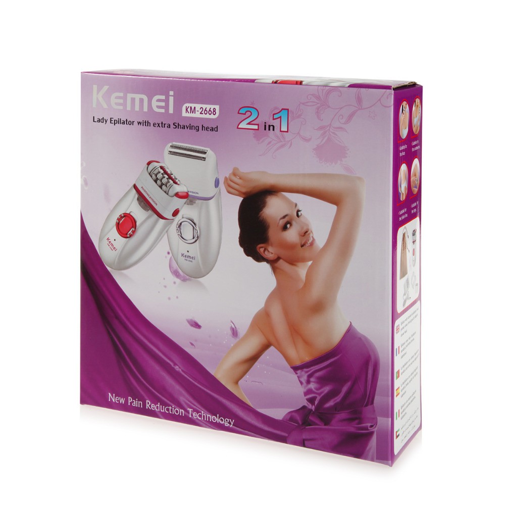 kemei-เครื่องถอนขนและโกนขน-ระบบไฟฟ้า-2in1-รุ่น-km-2668