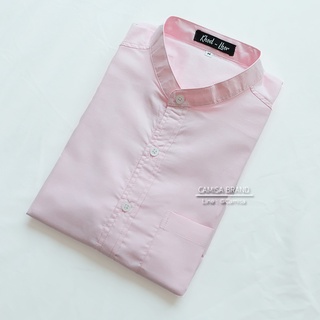 CAMISA BRAND เชิ้ตคอจีน สีชมพู(Y60) ผ้าCotton เสื้อทำงาน เสื้อใส่เที่ยว ชมพู