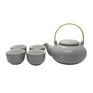 ชุดกาน้ำชาเซรามิค ชุดน้ำชา กาน้ำชาพร้อมถ้วย4ใบ สไตล์คาเฟ่ ลายTerrain (Pot : 16x20x8.7 cm.//Cup : 7.5x7.5x5 cm.)