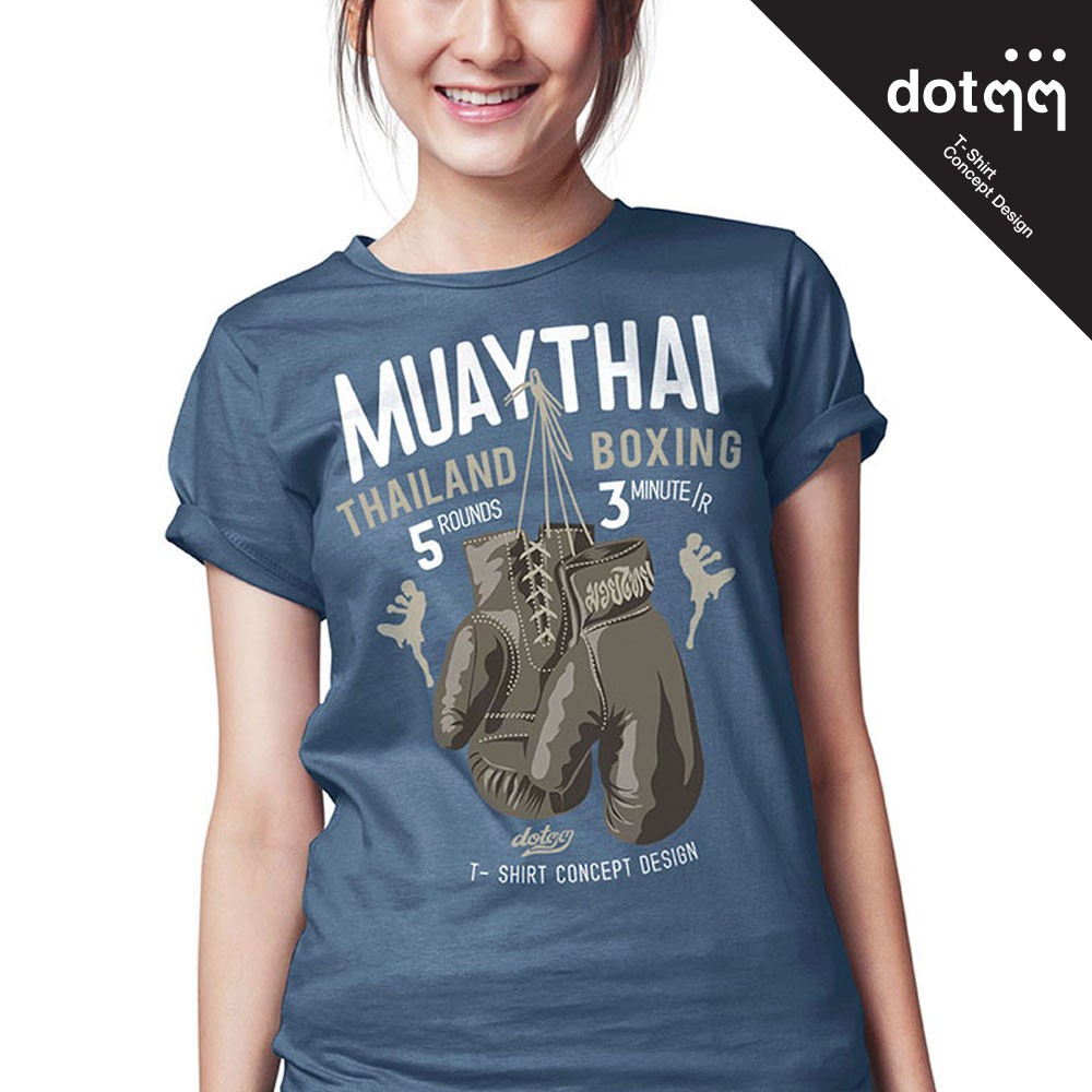 dotdotdot-เสื้อยืดหญิง-concept-design-ลาย-muaythai-blue