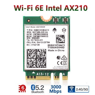 【ชุดเสาอากาศ】การ์ดไร้สาย Intel AX210 WI-FI 6E บลูทูธ 5.2 Dual Band 3000Mbps M.2 AX210NGW 2.4G/5G 802.11ax Wifi 6