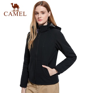 Camel เสื้อแจ็กเก็ต มีฮู้ด แบบนิ่ม กันน้ํา กันลม ให้ความอบอุ่น ใช้งานกลางแจ้ง สําหรับผู้หญิง