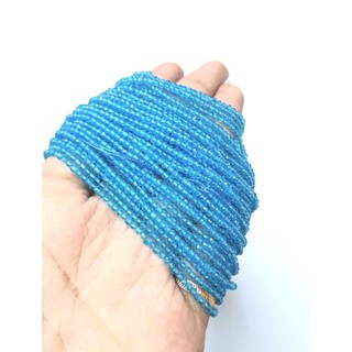 คาลซิโดนี สีฟ้า Blue Chalcedony 2 มิลลิเมตร 1 เส้น เกรด AAA อะไหล่เครื่องประดับ สำหรับร้อยสร้อยคอและสร้อยข้อมือ