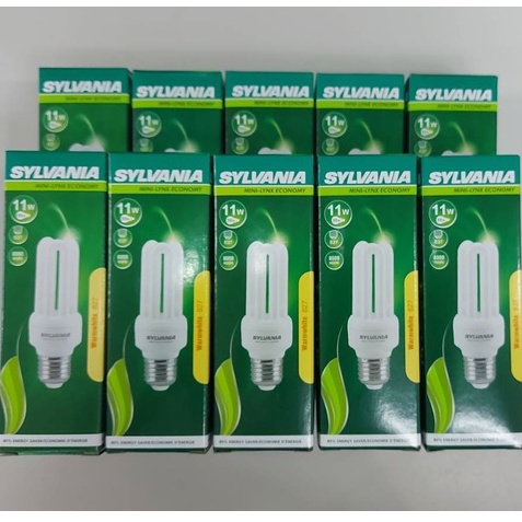 หลอดประหยัดไฟแบบตะเกียบ-ยี่ห้อ-sylvania-3u-11w-แพ็ค-10-หลอด