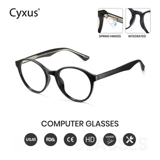 Cyxus แว่นตา กรอบกลม ป้องกันแสงสีฟ้า แฟชั่น สําหรับผู้ชาย ผู้หญิง TR90 8018