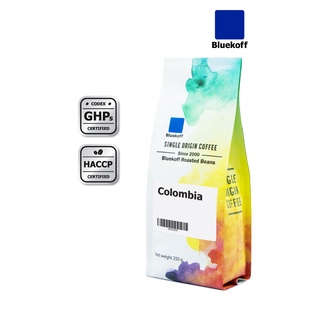 Bluekoff เมล็ดกาแฟ  Colombia Arabica 100% อราบิก้า 100% (1 ถุง บรรจุ 250 กรัม) คั่วตามรอบ