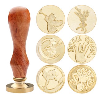 ♥『BOU』♥New Fashion Retro Plant Pattern Wood Handle Sealing Wax Seal Stamp Post Decor Craft