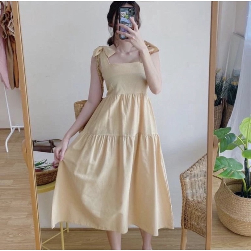 dd150-เดรสสายผูก-ผ้าคัตตอนผสมลินิน-สายผูกเองนะคะ-สวยมากค่า