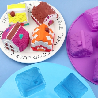 แม่พิมพ์ซิลิโคน รูปบ้าน 3D ขนาดเล็ก สําหรับทําสบู่ เค้ก ช็อคโกแลต 6 ช่อง 1 ชิ้น