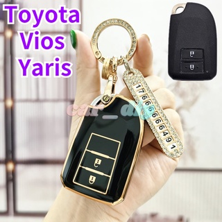 เคสกุญแจรีโมตรถยนต์ TPU แบบนิ่ม 2 ปุ่ม สําหรับ Toyota Yaris Camry Corolla Vios