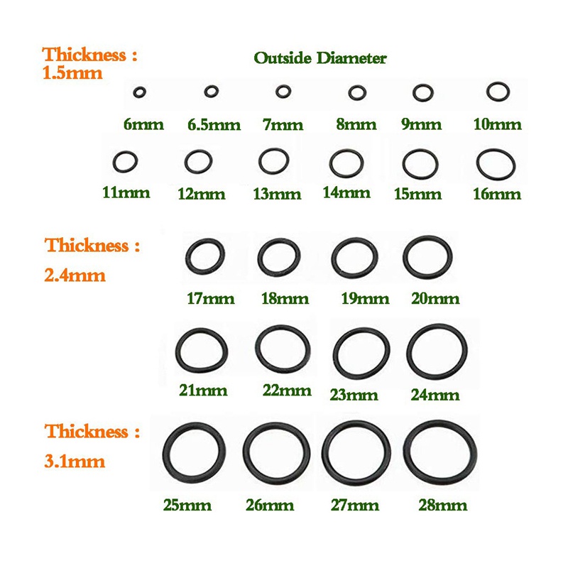 ชุดโอริงยางซีล-24-ขนาด-สําหรับโรงรถ-ช่างประปาธรรมดา-740-ชิ้น